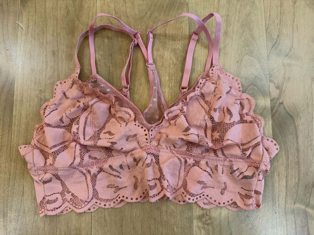 Aerie Pink Lace Racerback Bralette Large